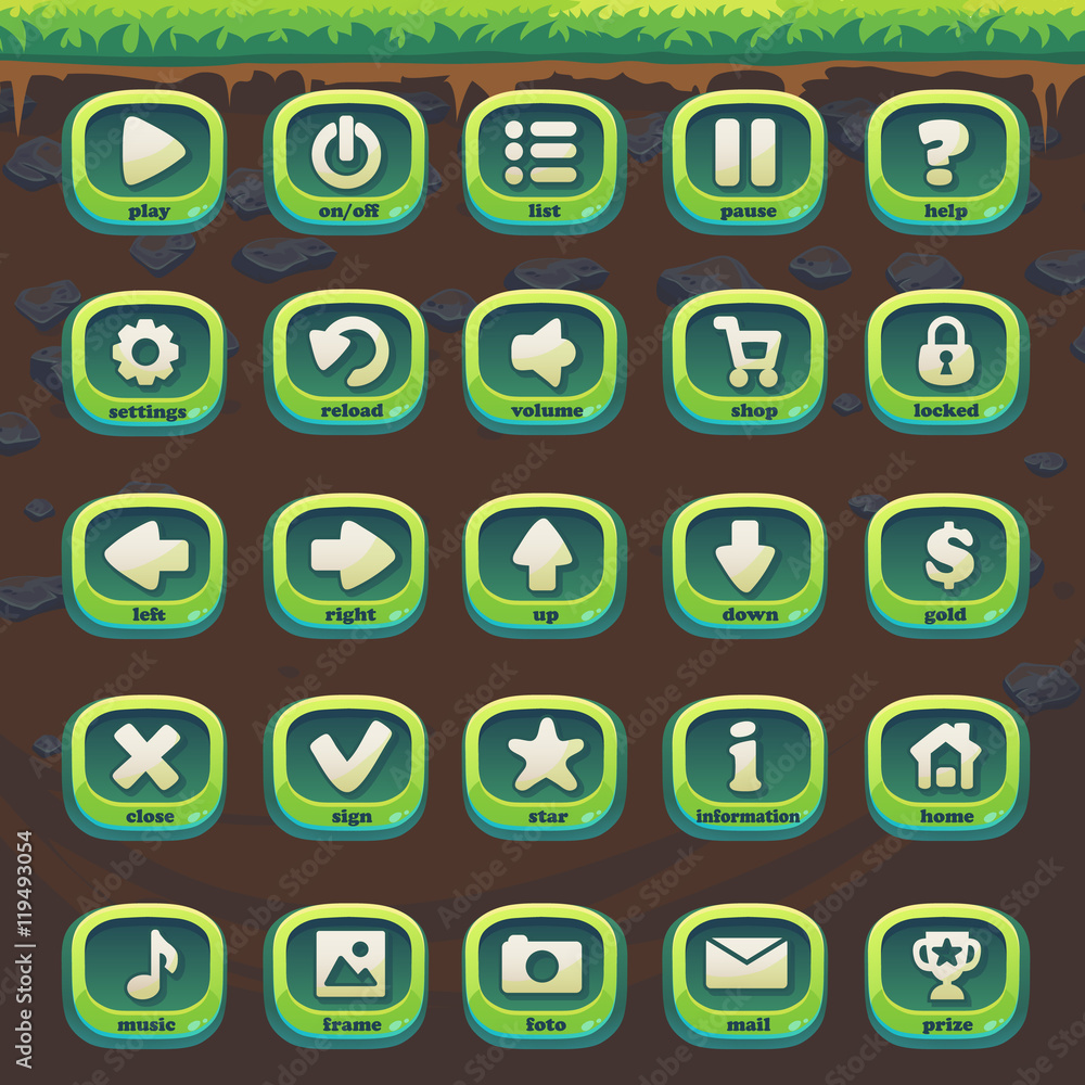 Aufkleber feed the fox gui match 3 set green buttons