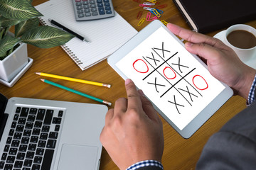 XO game of tic tac toe game  close up ox (Hand drawn tic-tac-toe
