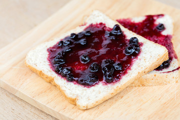 sliced bread and Blueberry jam