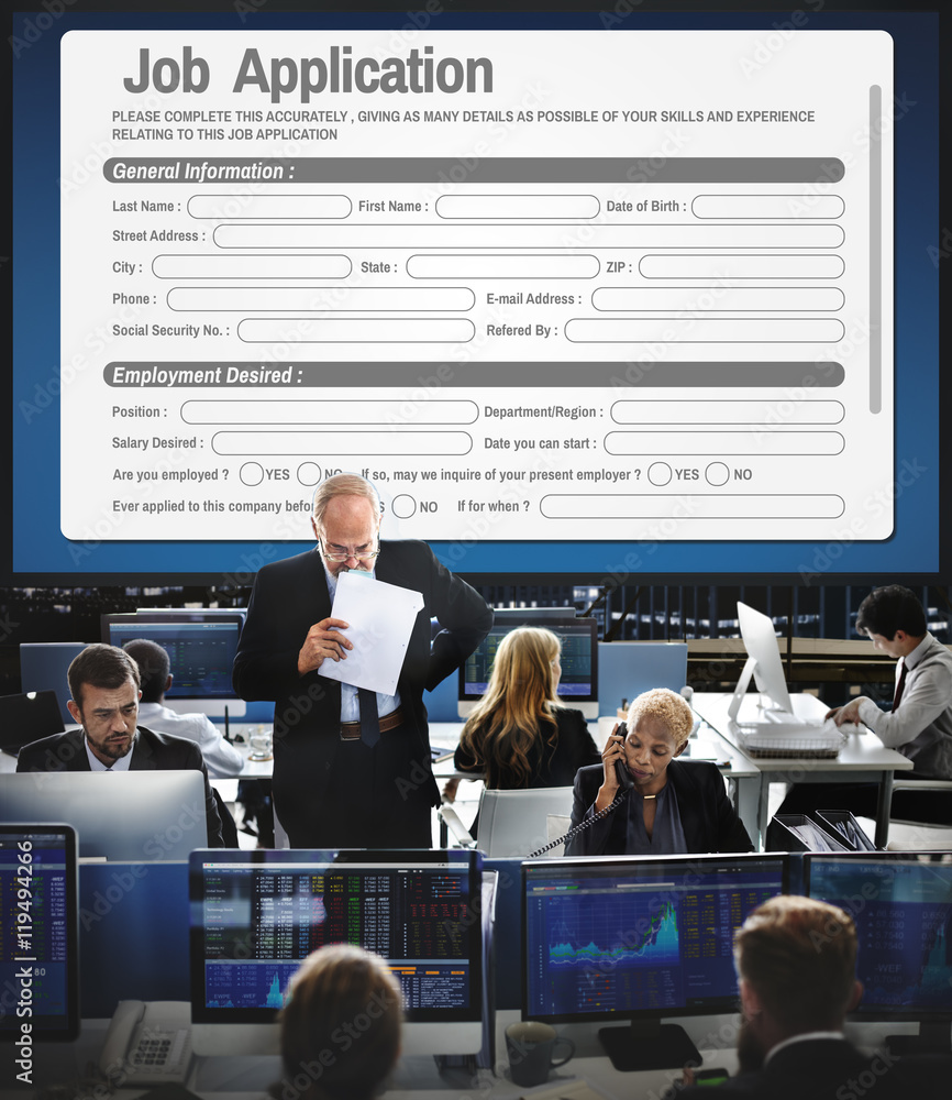 Poster online web job application form concept