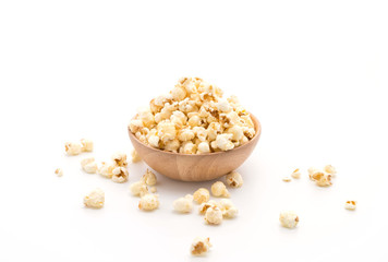 caramel popcorn on white