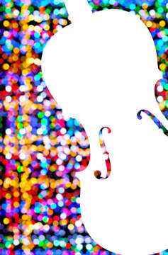 blank violin on blurred colorful bokeh for music template