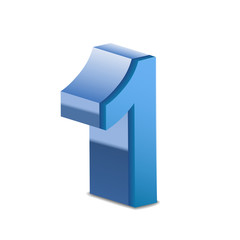3d shiny blue number 1
