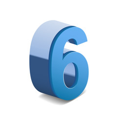 3d shiny blue number 6