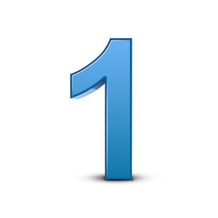 3d shiny blue number 1