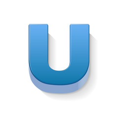 3d blue letter U