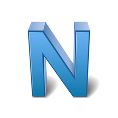 3d blue letter N