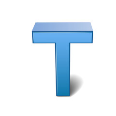 3d blue letter T
