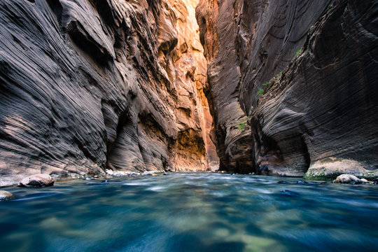 view of the Virgin River Narrows in Zion National Park - Utah