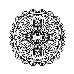 Vector hand draw of abstract circle doodle flower ornament in Zentangle style