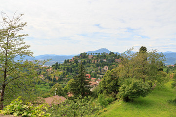 Fototapeta na wymiar Mountain Monte Bastia panorama in Bergamo, Italy