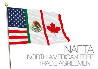 NAFTA, North American Free Trade Agreement flag - obrazy, fototapety, plakaty