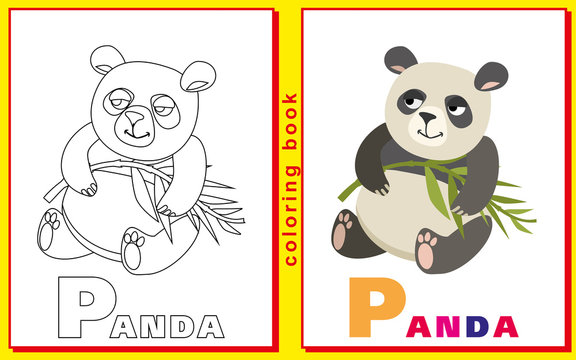 panda. Children coloring with the letters. vector image