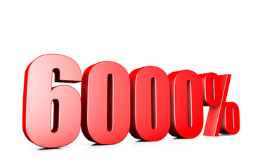 3d illustration sign of 6000%