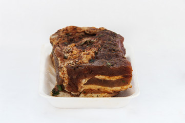 piece of bacon isolated on white background