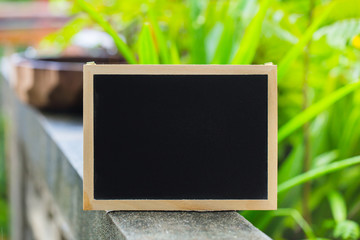empty space for text blackboard with green nature background