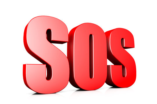 3d illustration word sos