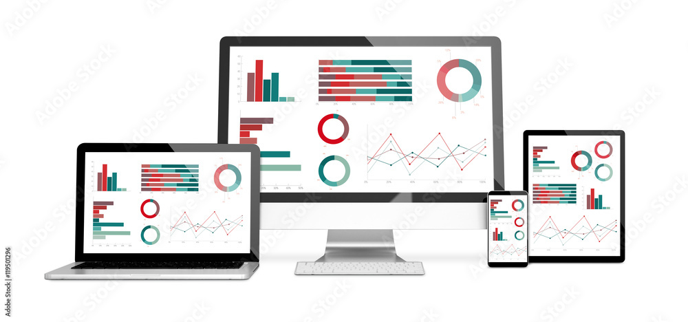 Poster devices isolated mockup responsive graphics design