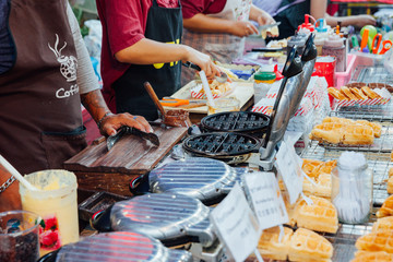 Chefs cooks and sells waffles