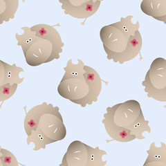 baby seamless pattern with a funny cute farm cows, on a light blue background