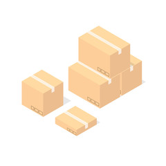 Cardboard Boxes Set. Vector