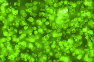 Green Color Blur Bokeh for Background, Circle round shape Abstract Graphic, Magic Light Out of Focus Effect.