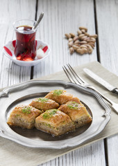 turkish ramadan dessert baklava with concept background