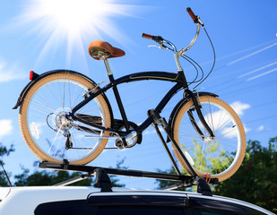 Bike transportation - bike on the roof of a car