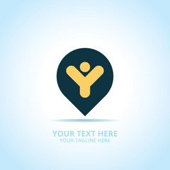 Abstract Pin logo, design concept, emblem, icon, flat logotype element for template.