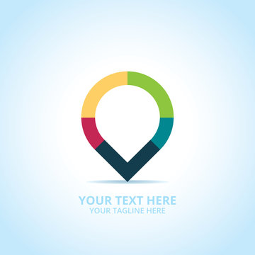 Abstract Pin logo, design concept, emblem, icon, flat logotype element for template.