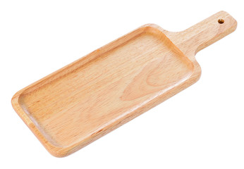 wooden plate isolated on white background