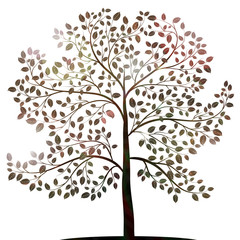 Tree with leaves silhouette isolated on white vector