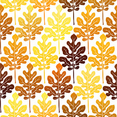 Autumn leaves seamless pattern vector background