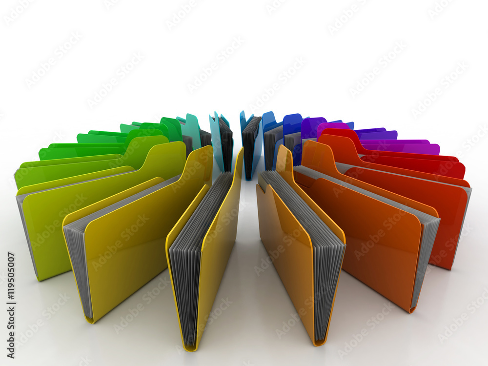 Poster 3d rendering folder with documents