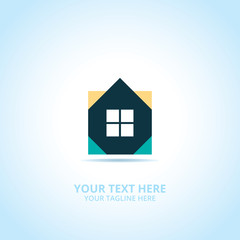 Abstract House logo, design concept, emblem, icon, flat logotype element for template.