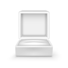 Vector Empty White Velvet Opened gift jewelry box on Background