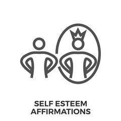 Self esteem affirmations thin line vector icon isolated on the white background.
