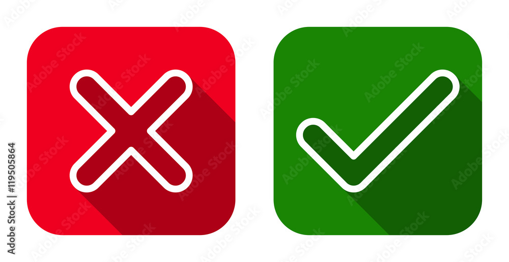 Poster cross & check flat line icons