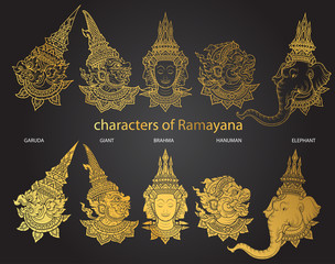 set characters of Ramayana vector