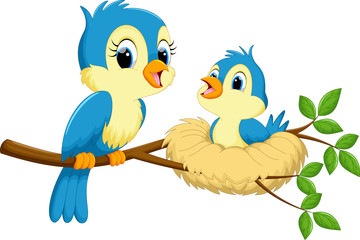 Mother bird with babies - 119506689