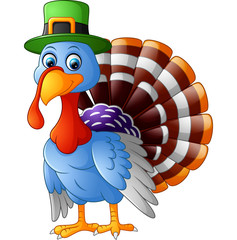 Cartoon turkey wearing green cap