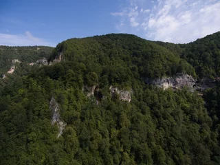 Foto op Canvas  aircraft photos. Beautiful mountain waterfall.  Caucasus Monks © chocolatefather