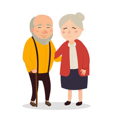 Hand drawn cartoon grandparents