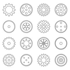 Set of outlines of gear wheels, vector illustration