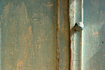 Old wooden painted classic facade сabinet.