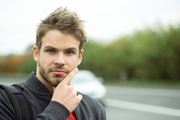 Young bearded charming man