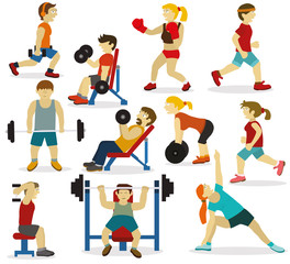 People at the gym(various sports activities)