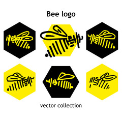 Black and yellow Bee logo vector collection
