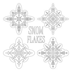 Outlined snowflakes for coloring or winter seasonal design