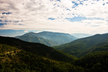 Obraz na płótnie Canvas Landscape and cloudscape of Troglav mountain at late summer, west Serbia